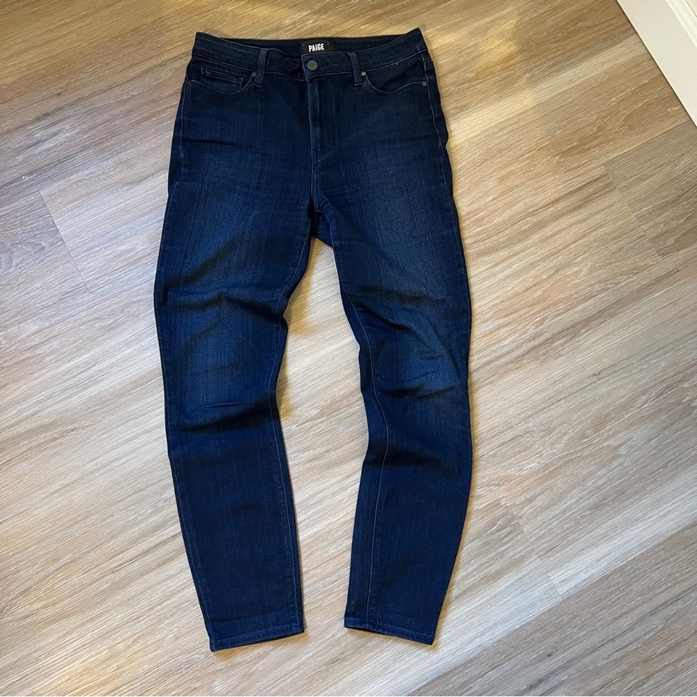 Paige Hoxton High Rise Ankle Skinny Jeans Dark Wash Size 28